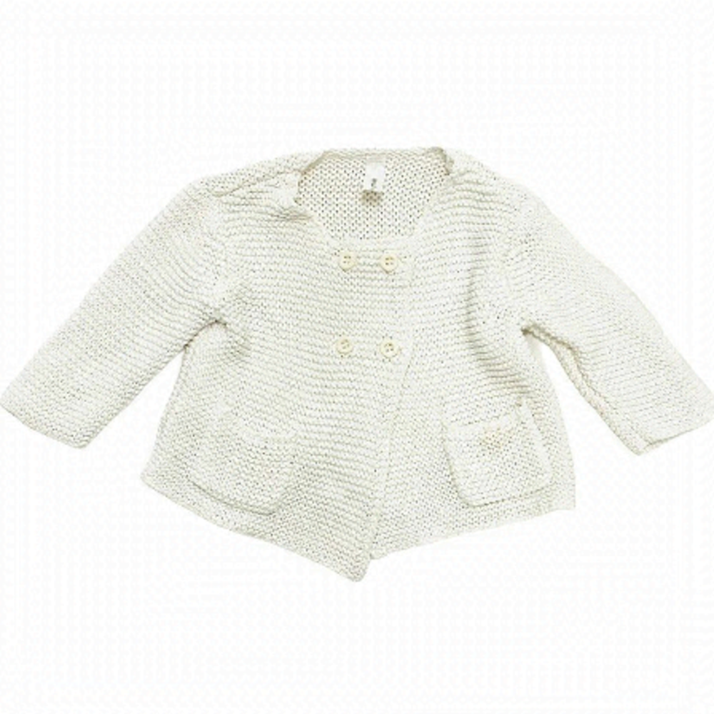 𝅺thyme Baby White Garter Knit Cardigan